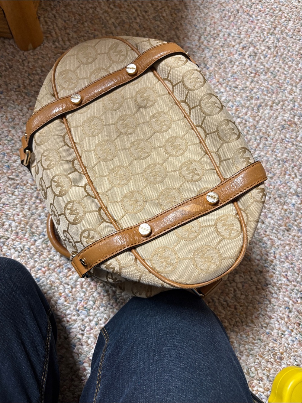 Michael Kors Tan & Beige MK Logo Satchel - Picture 2 of 9